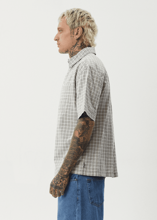 AFENDS Drew Seersucker Shirt - Taupe Check