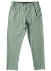 Vissla Natural Dye Eco Elastic Pant in sage green with drawstring waist.