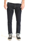 Front view of Vissla Profile Denim 5 Pkt Pant in dark wash with cuffed hem.