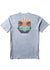 Vissla Psychedelic Palms Tee in stone blue with palm tree graphic on back.