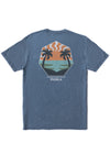 Vissla Psychedelic Palms Tee in sea water color with tropical palm design.