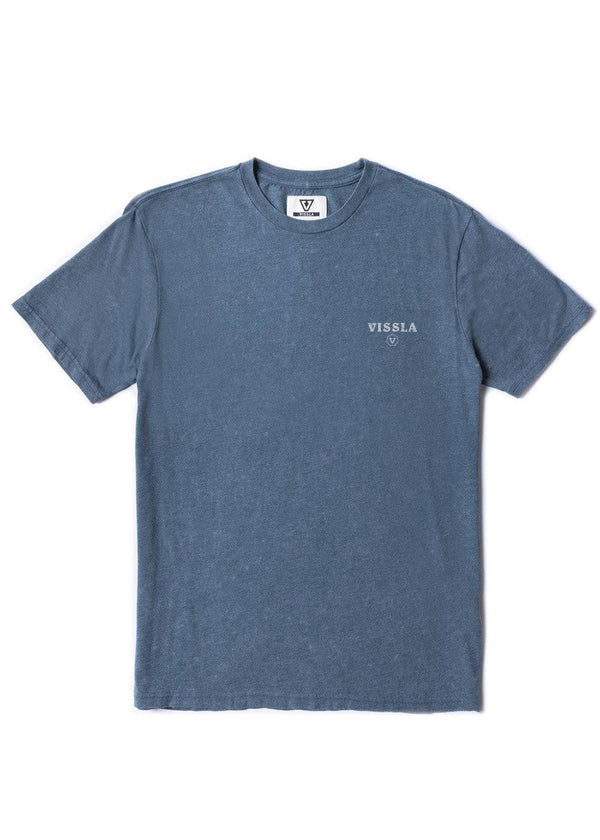 Front view of Vissla Psychedelic Palms Tee in sea water color.