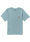 Front view of Vissla Soren Lady Shred Organic Tee in stone blue with subtle logo.