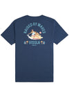 Vissla Offshore Pleasure Ss Tee in dark denim with surf-inspired back graphic.