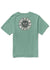 Vissla Solar Smiles Organic Tee in jade with circular sun graphic on back.