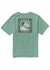 Vissla Sunrise Organic Tee in jade with back graphic of palm trees.