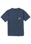 Front view of Vissla Miyashiro Swell Seekers Organic Tee in dark denim with small logo detail.