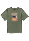 Vissla Foam Ball Organic Tee in surplus green with surf-inspired graphic.