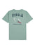 Vissla Raised By Waves jade tee with back graphic of wave and surfer.