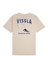 Vissla Raised By Waves SS Tee in bone with surf-inspired back graphic.