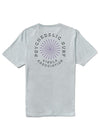 Vissla Psycho Surf tee in Grey Mist with psychedelic back graphic.