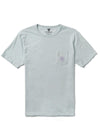 Vissla Psycho Surf Organic Pkt Tee in grey mist, front view with pocket detail.