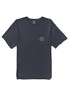 Front view of Vissla Soren Sernade Organic Tee in Dark Naval with pocket detail.