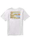 Vissla Bali Belly Premium PKT Tee in white with tropical back graphic.