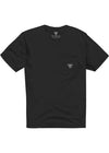 Vissla Established Premium PKT Tee in black with chest pocket and logo.