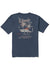 Back view of Vissla Lounge Premium PKT Tee in navy with tropical graphic design.