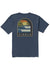 Vissla Out The Window PKT Tee in navy with sunset graphic on back.