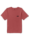 Vissla Stacks Premium PKT Tee in brick color with front pocket detail.