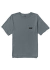 Front view of Vissla Stacks Premium PKT Tee in graphite with chest pocket logo.