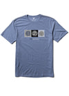 Vissla Urchins Comp Lite Eco Performance Tee in harbour blue heather with graphic design.