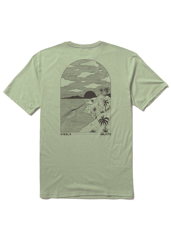 Vissla Cliffside Comp Lite Eco Drirelease Tee in Light Sage Heather