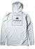 Back view of Vissla The Box Comp Lite Eco LS Hooded Performance Tee in white.