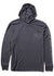 Vissla High Frequency Comp Lite Eco LS Hooded Tee in Black Heather, front view.