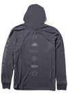 Vissla High Frequency Comp Lite Eco LS Hooded Tee in Black Heather, back view.