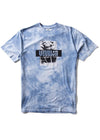 Vissla Neu Wave Tee in cool blue with tie-dye design and bold graphic print.