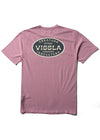 Back view of Vissla Buckled Ss Pkt Tee in dusty rose with logo graphic.