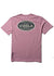 Back view of Vissla Buckled Ss Pkt Tee in dusty rose with logo graphic.