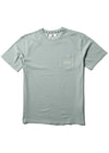 Vissla Offshore Pleasures SS PKT Tee in Agave with front pocket detail.