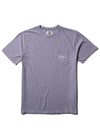 Front view of Vissla Coastwide Ss Pkt Tee in lavender with chest pocket logo.