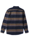 Vissla Creators Innovators Eco LS Flannel with striped design, back view.