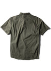 Vissla Sundial Eco short sleeve shirt in olive green with subtle pattern, back view.