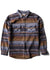 Vissla Eco-Zy LS Polar Flannel shirt in phantom with striped design, front view.