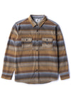 Vissla Eco-Zy Polar Flannel in khaki with striped design, front view.