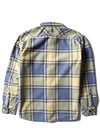 Vissla Eco-zy LS Polar Flannel in muted lime with plaid design, back view.