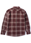 Back view of Vissla Eco-Zy Polar Flannel in fired brick plaid design.