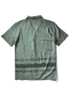 Vissla Medewi Ss Eco Shirt in surplus green with floral patterns, back view.