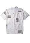 Vissla Neu Wave Eco short sleeve shirt in bone with abstract print, back view.