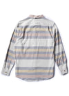 Back view of Vissla Central Coast Eco LS Flannel in bone with striped pattern.