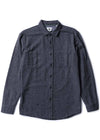 Vissla Shaper Eco Flannel in black, front view of long sleeve shirt.