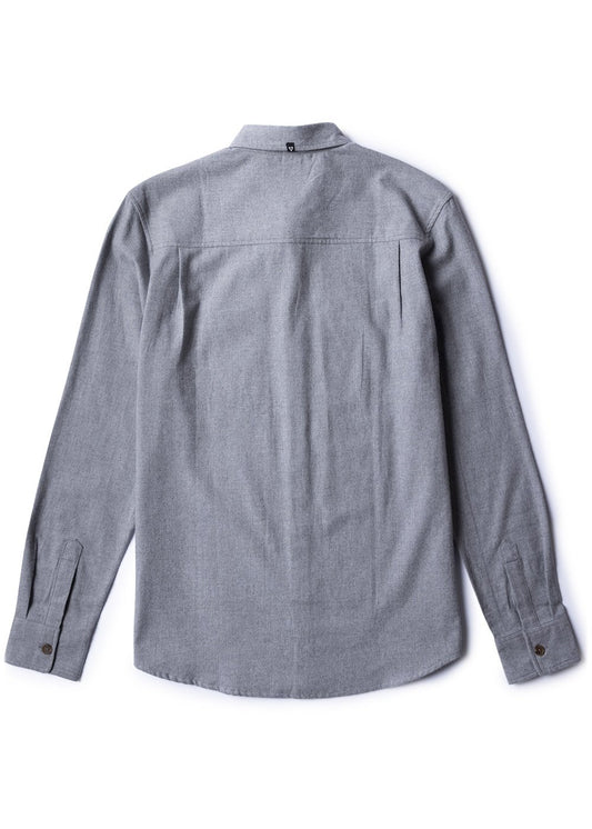 Back view of Vissla Go To Shirt in grey heather, long sleeve design.