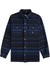 Vissla West Coast Overshirt in navy with blue patterns, front view.