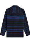 Vissla West Coast Overshirt in navy with blue patterns, back view.