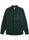 Vissla Doheny Woven Shirt in evergreen, front view with button-up design.