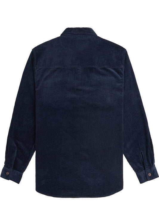 Back view of Vissla Blink Woven Shirt in dark naval, corduroy fabric.