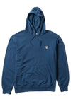 Vissla Solid Sets Eco Po Hoodie in SEA blue, front view with logo patch.