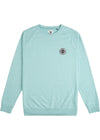 Vissla Vibration Hemp Crew Fleece in light green with front logo detail.